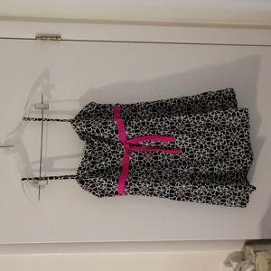 Women's One Piece Bathing Suit with Skirt Black Neon Pink White Pattern Size 18